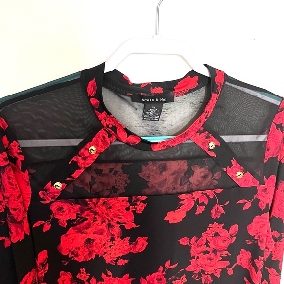 ADELE & MAY red and black sexy tunic. Size XL. EUC. - Picture 5 of 11